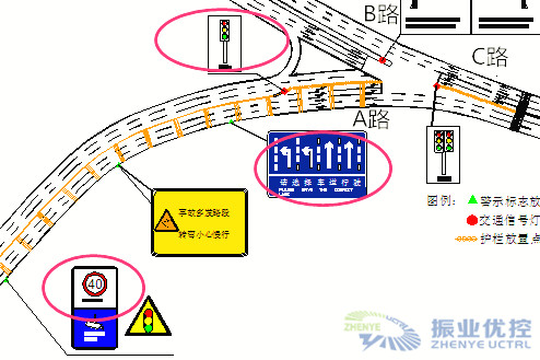圖7 A路下坡處設(shè)置限速牌