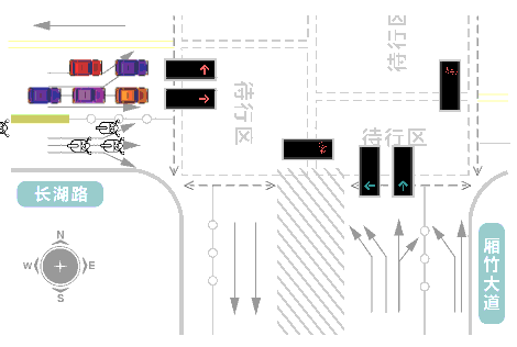圖6 長湖—廂竹路口優(yōu)化后的運(yùn)行狀況