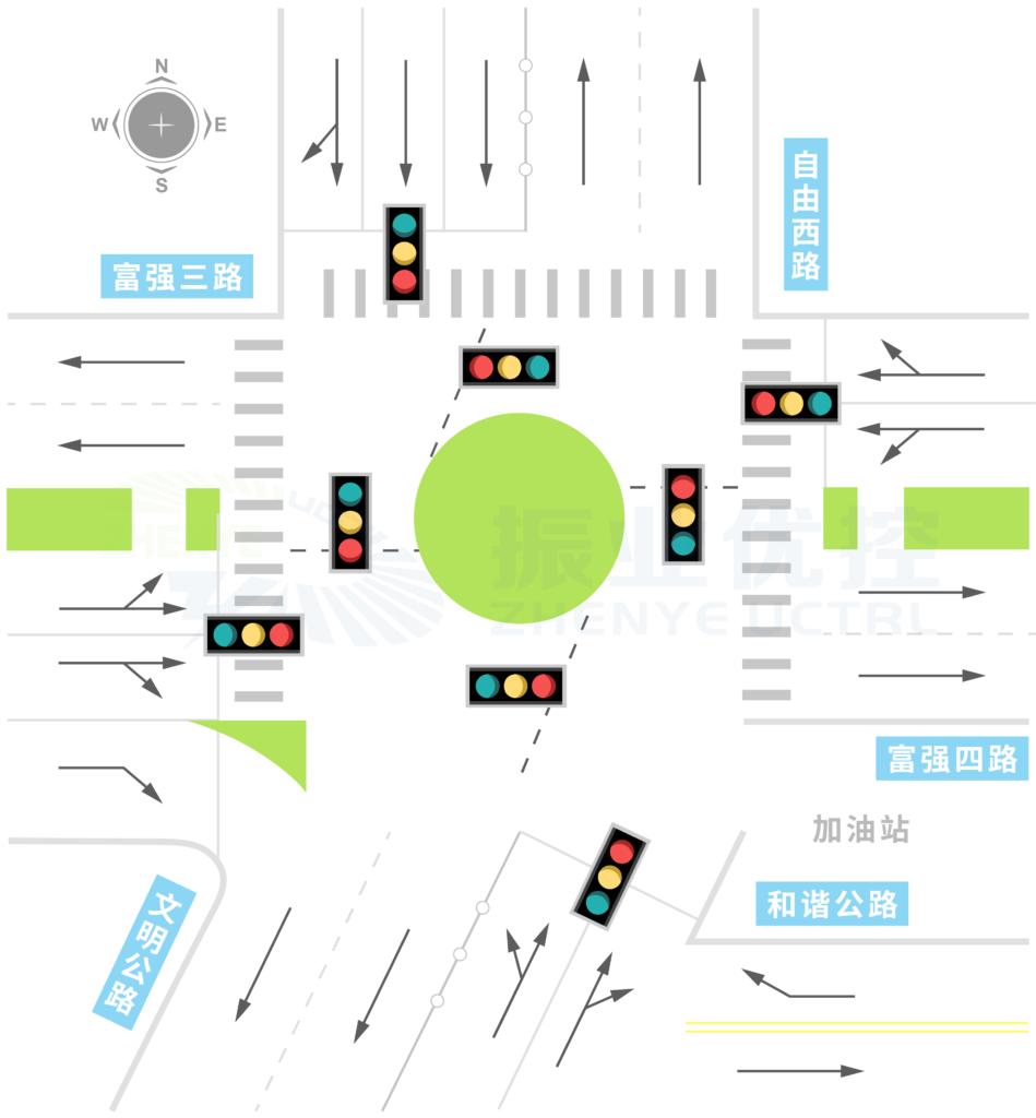 圖5 民主立交橋底優(yōu)化后路口信息圖