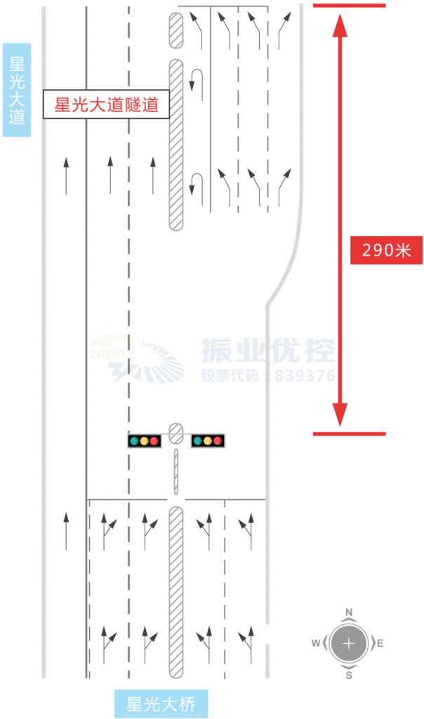 圖9 星光大橋下橋口增加燈控方案示意圖