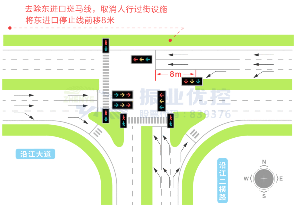 圖3 路口第一次改造后的渠化圖
