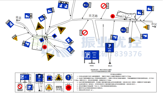 圖2 建設(shè)鎮(zhèn)停車(chē)點(diǎn)標(biāo)志分布示意圖