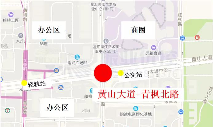 圖1 黃山大道-青楓北路位置示意圖