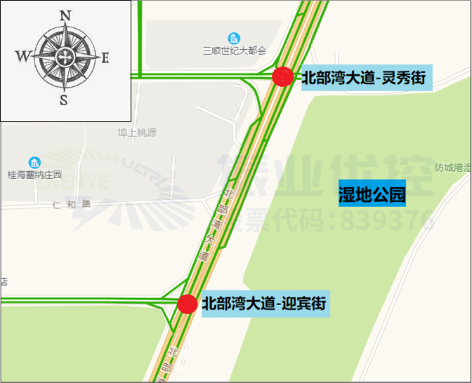 圖1 北部灣大道協(xié)調(diào)路段