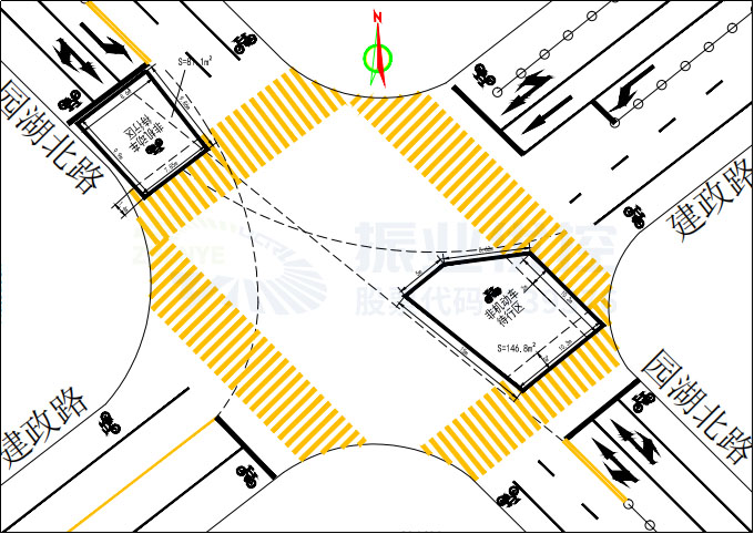 圖7 園湖北路-建政路路口示意圖（優(yōu)化后）