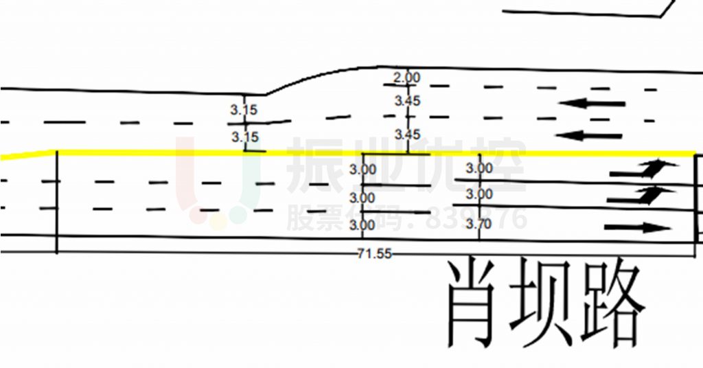 圖7 西進(jìn)口新增左轉(zhuǎn)排隊車道示意圖