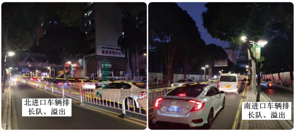 圖19 南、北進(jìn)口排長(zhǎng)隊(duì)、溢出現(xiàn)象