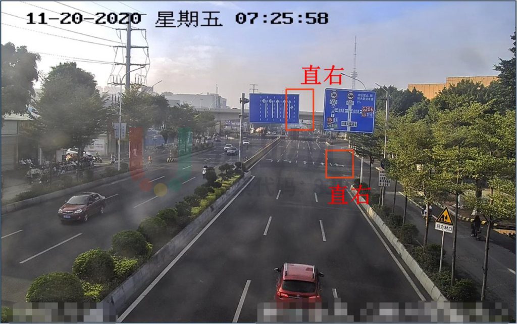 圖13北進(jìn)口車道指示牌與地面車道標(biāo)線一致（優(yōu)化后）