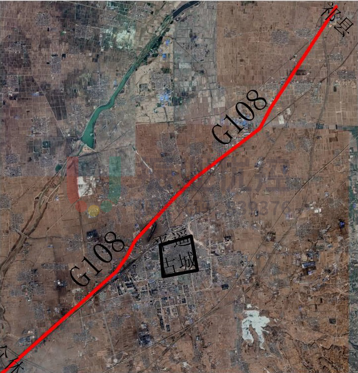 圖1 G108國(guó)道平遙境內(nèi)路線(xiàn)