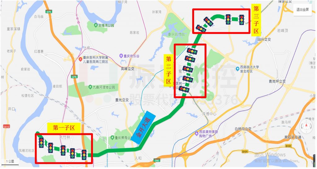 圖4 金開大道綠波帶分段示意圖