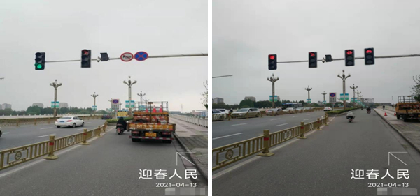 圖6 非機(jī)動(dòng)車信號(hào)燈增設(shè)前與增設(shè)后對(duì)比圖