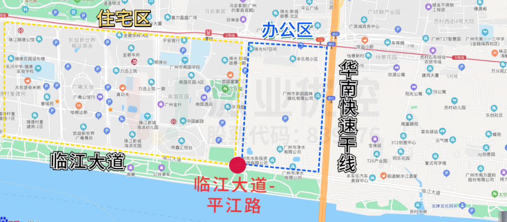 圖1 臨江大道平江路地理位置