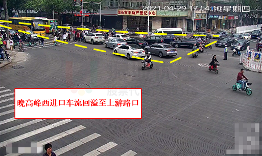 圖9 晚高峰西進(jìn)口回溢至上游路口
