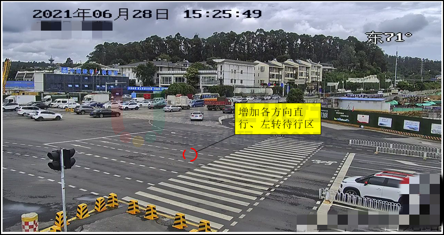 圖7 路口增加各方向左轉(zhuǎn)、直行待行區(qū)