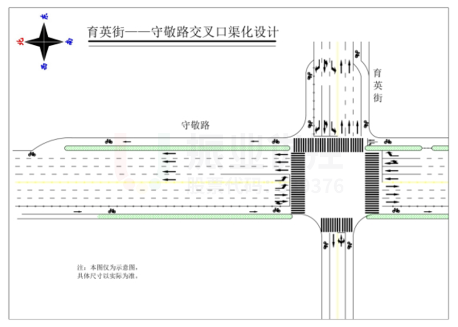 圖7 老八一路口渠化圖示意圖（優(yōu)化后）