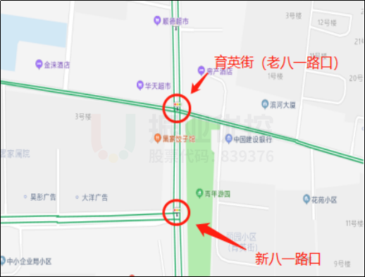 圖1 新、老八一路口區(qū)位圖