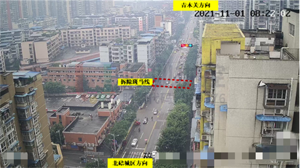 圖9 歇馬正街路口道路斑馬線拆除情況