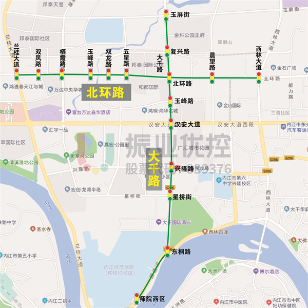 圖 1 大千路、北環(huán)路位置示意圖