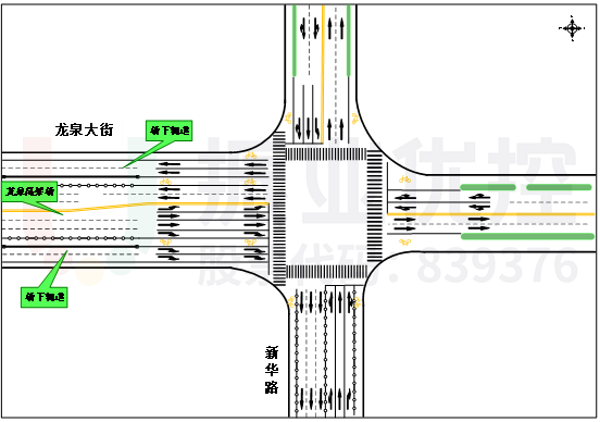圖4 路口優(yōu)化前路口交通組織示意圖