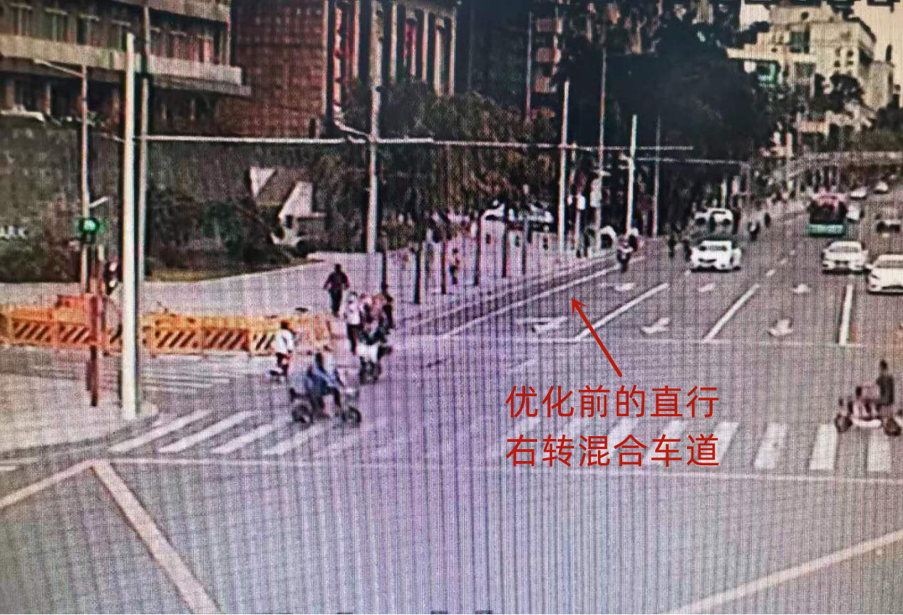 圖8 路口優(yōu)化前北進(jìn)口直行右轉(zhuǎn)混合車道