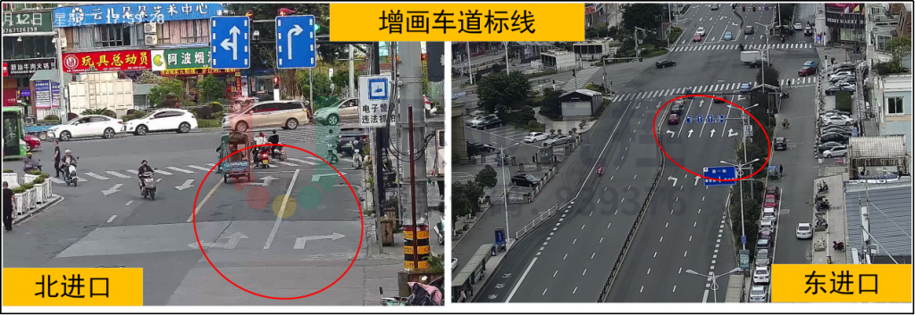圖7 優(yōu)化后東、北進(jìn)口車道標(biāo)線