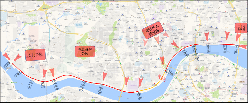 圖1 北濱一路協(xié)調(diào)路段點位圖